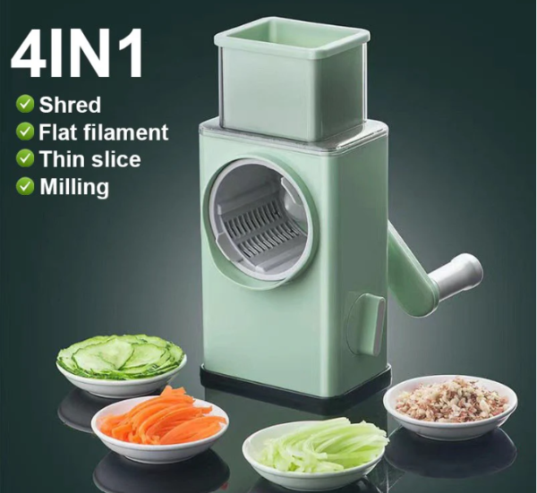 4 in 1 Multi-Function Vegetable Cutter & Slicer – Manual Vegetable Chopper with Stainless Steel Blades