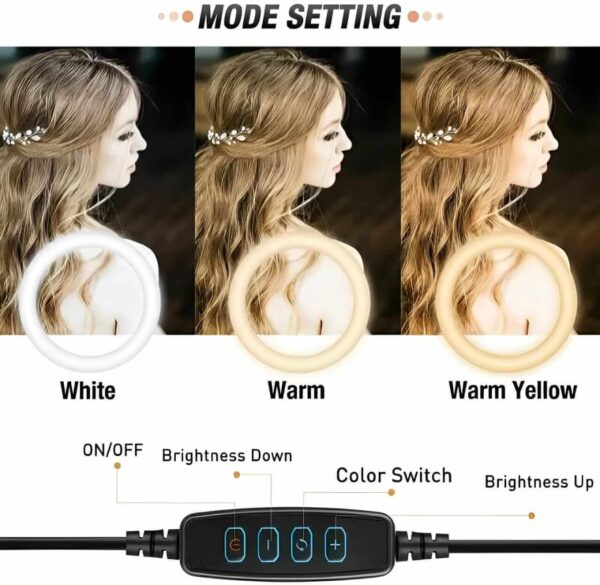 “LED ring light 3 color modes warm cool natural”