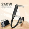 240W 2-in-1 USB-C to C Fast Charging Cable With Foldable Bracket
